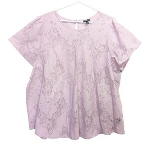 TORRID‎ Women's 3  Lace Overlay Lilac Purple Flutter Sleeve Top Casual Summer